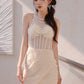 DOLLY High End French Style Crew Neck Sleeveless Beaded Short Party Dress-TORI