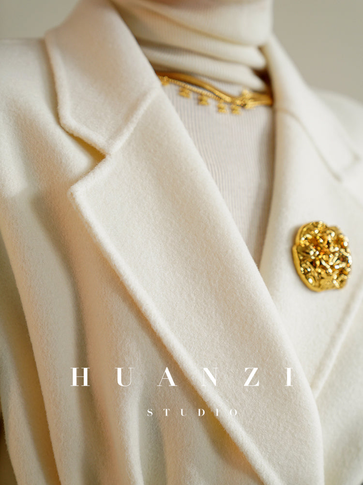 Huanzi custom-made Australian wool hand-sewn double-sided autumn winter short coat - Sakka