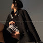 Black night wool two-piece coat jacket skirt - Utopia moonlit