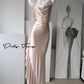 DOLLY Luxury Rose Stain Sleeveless Backless Pleated Long Banquet Dress-Fago