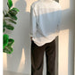 White V-neck v neck shirt long-sleeved shirt -Mmia