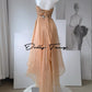 DOLLY High End Apricot Sleeveless Bandeau Slim Fit Pleated Cocktail Dress- Samai