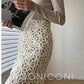 Aconiconi Elegant French Retro Hollow lace High Waist Midi pencil lace Skirt - Tina