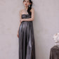 DOLLY Luxury Metallic Ash Pleated Tube Top Long Slit Dress-VIVA