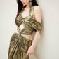 DOLLY Luxury Retro Gold Sleeveless Halter High Waist Long Slit Dress-Goldie