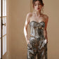 DOLLY Luxury strapless Sequin Top + Long Sequin High Waist Flare Pants suit setpantpa-THEA