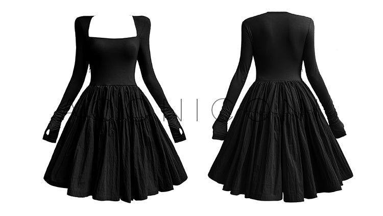 Aconiconi Elegant Black French Sleeveless High Waist Tutu Dinner Dress- Baileys