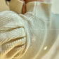 Cream milk red knitted puff sleeve sweater dress-  Mousse Milk Puff