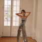 DOLLY Luxury strapless Sequin Top + Long Sequin High Waist Flare Pants suit setpantpa-THEA