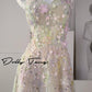 DOLLY Elegant Sleeveless Flower Embroidered Sequin Suspender Party Dress-Kosi