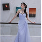 DOLLY Elegant Light Purple Greek Style Sleeveless Bandage Pleated Long Dress-Fog