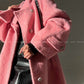 Luxury full Winter Coat Bubble gum Pink Inkstone wool long coat - Lanshan
