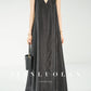 Huanzi custom high-end long sleeveless V-neck dress summer - Miel