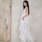 DOLLY Luxury White V-Neck Sleeveless Loose Ruffle Wedding Dress-Yola