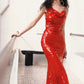 DOLLY Elegant Red French Sleeveless Sequin Backless Long Cocktail Dress-Quin