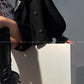 Black night wool two-piece coat jacket skirt - Utopia moonlit