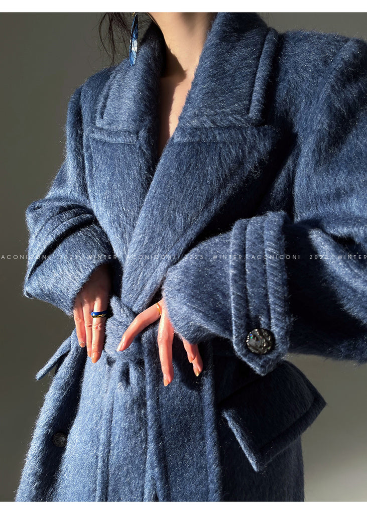 Aconiconi｜Galan Sumu long-haired high-grade woolen long coat- Kalanchoe