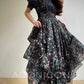 Aconiconi Elegant French Print Retro V-Neck Lace Tea Dress- Night Rose