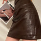 Aconiconi Elegant High Waist Short PU Leather Chic Skirt-Holiday Love Poems