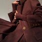 Aconiconi Girl Full wool French long sleeve Blazer pleated skirt - Maillard