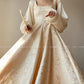 Aconiconi Light luxury gilt French jacquard midi Bridal dress - Twilight