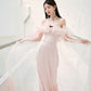 DOLLY Elegant Pastel pink Ruffle Sleeves Long Party Dress- Mina