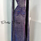 DOLLY Elegant Blue Gray Deep V-Neck Sleeveless Slim Fit Shawl Dinner Dress-KRISTI