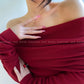 French shoulder body con knit off shoulder fall winter dress - Smoky Rose