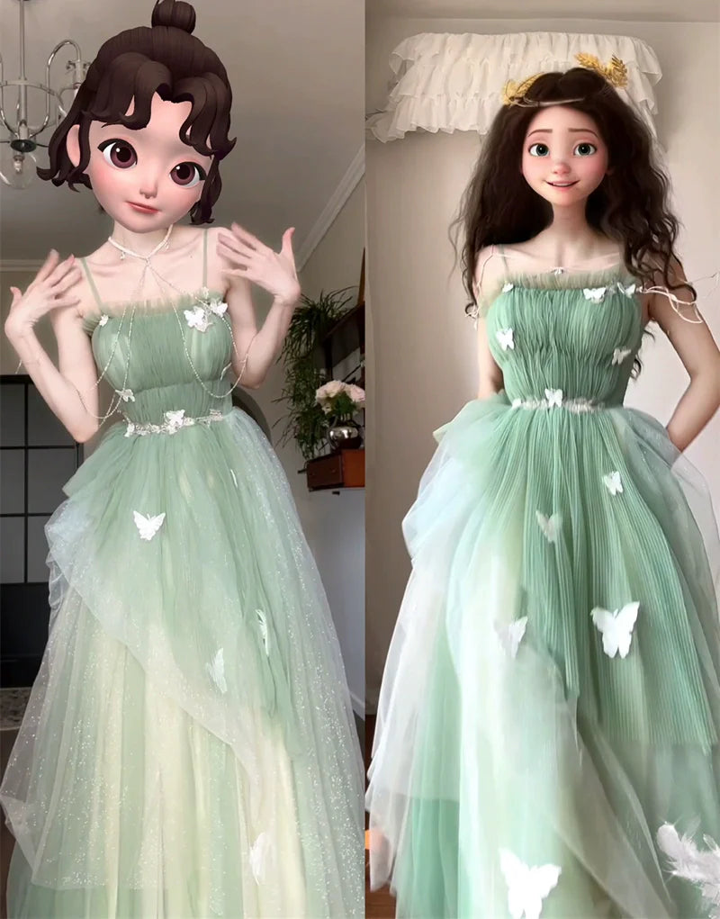 DOLLY Luxury Gradient Puffy Tube Top Sleeveless Long Princess Dress-HARIS