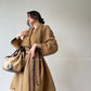 Aconiconi  Long Sleeve Braided Wool Coat- Nocturne of Grass Stream