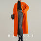 Huanzi tailoring couture minimalist double-sided cashmere wool tweed mid-length coat - Gaue