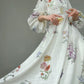 Aconiconi French Floral Print Puff Sleeve Wedding Guest Dress- Lily of the Valley Whisper