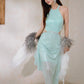 DOLLY Elegant Mint Sleeveless Slim Fit Halter Hollow Long Party Dress-Mint