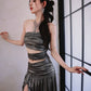 DOLLY Elegant Metallic Gray Skin Revealing Tube Top Long Dinner Dress-NIKITA