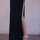 DOLLY Elegant Black Fluffy Feather backless Long Date Dress-JAS