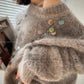 Fold Streamer Weaving Shadow Alpaca Lazy Sweater - hbye