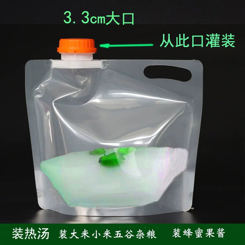 Hot soup bag: 2 kg laundry detergent bag, stand-up bag, portable liquid packaging bag, plastic composite bag, 6 kg large mouth spout bag