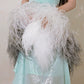 DOLLY High End Gray and White Russian Style High Grade Fluffy Feather Shawl-BENI