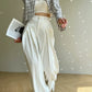 Aconiconi Eleant White Waist Loose Long Straight Suit Dinner Pants- Cloud Steps