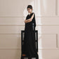 DOLLY Elegant Black Swing Collar Sleeveless Open Back Drape Dress-Kaka (V)