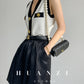 Huanzi custom V-neck knitting sleeveless blakc abd white top - Chiae