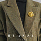 Huanzi high-end retro autumn and winter 100% wool waist suit jacket - Cassie