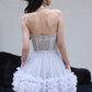 DOLLY Elegant Fog Blue strapless Bandeau High Waist Tutu wedding Dress- vero