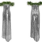 DOLLY Luxury Sliver Retro Style Green Feather Tube Top Long Glitter Party Dress-THEKLA