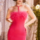 DOLLY Luxury Rose Pink Sleeveless Halter Neck High Waist Knitted Sexy Dress-PURSIA