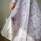 Aconiconi Elegant V-Neck Long Sleeve High Waist Swing tea  Dress- Cloud soaked Wisteria