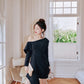 DOLLY Luxury Black Pleated One Shoulder Long Sleeve Irregular Midi Dress-RAIN