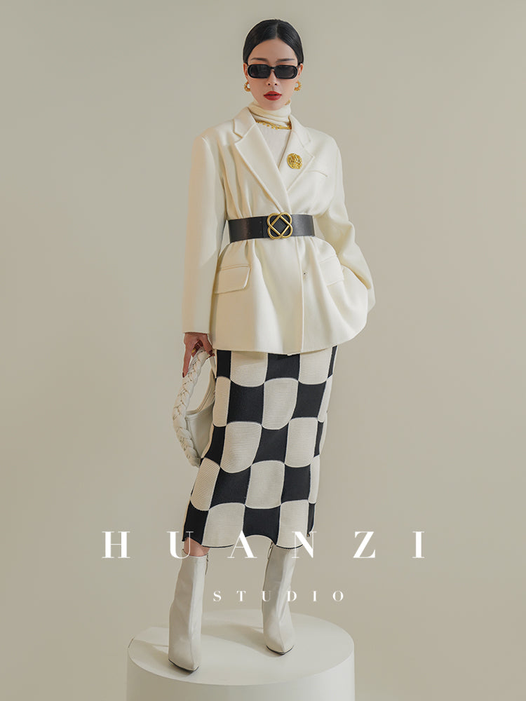 Huanzi custom-made Australian wool hand-sewn double-sided autumn winter short coat - Sakka