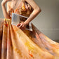 Aconiconi Elegant Oil Painting Square Collar Ruffle cocktail Dress- Floating Light Painting Summer