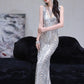 DOLLY Luxury Sliver Sleeveless Beaded Glitter Long Dress-SIDNEY